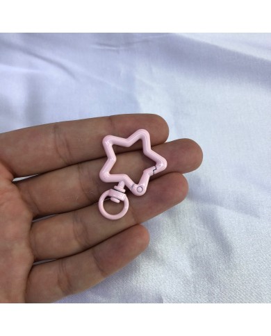 Açık Pudra Pembe Yıldız Şekilli Metal Papağan Klips Anahtarlık Aparatı 1 Adet