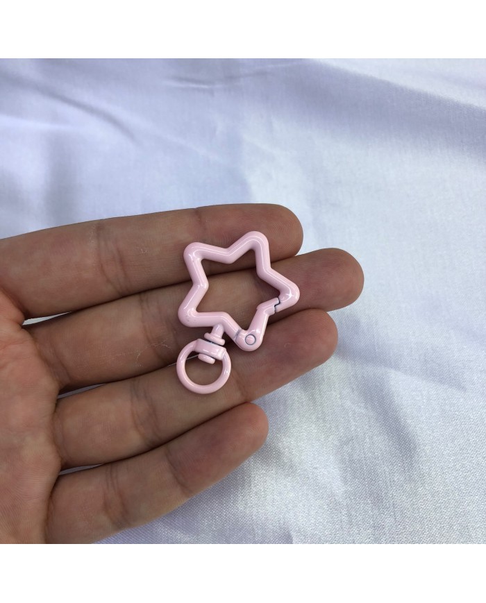 Açık Pudra Pembe Yıldız Şekilli Metal Papağan Klips Anahtarlık Aparatı 1 Adet