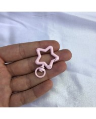 Açık Pudra Pembe Yıldız Şekilli Metal Papağan Klips Anahtarlık Aparatı 1 Adet