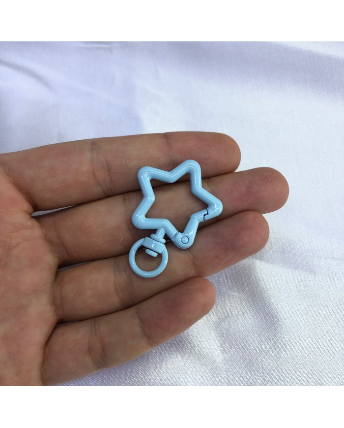 Buz Mavisi Yıldız Şekilli Metal Papağan Klips Anahtarlık Aparatı 1 Adet