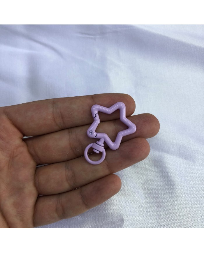 Lavanta Lila Yıldız Şekilli Metal Papağan Klips Anahtarlık Aparatı 1 Adet