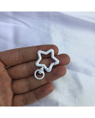 Parlak Beyaz Yıldız Şekilli Metal Papağan Klips Anahtarlık Aparatı 1 Adet