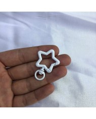 Parlak Beyaz Yıldız Şekilli Metal Papağan Klips Anahtarlık Aparatı 1 Adet