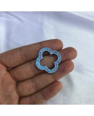 Buz Mavisi Renkli Taşlı Yonca Şekilli Metal Papağan Klipsi 1 Adet