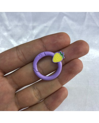 Lavanta Moru Çilek Figürlü Yuvarlak Metal Papağan Klipsi 1 Adet