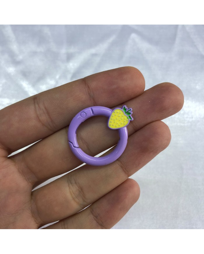 Lavanta Moru Çilek Figürlü Yuvarlak Metal Papağan Klipsi 1 Adet