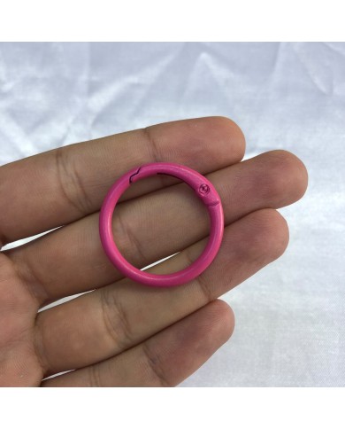 Canlı Fuşya Pembe Yuvarlak Metal Papağan Klips Halka 1 Adet