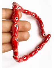 İpe Dizili Seramik Boncuk Kırmızı Balık 19mm - 1 Dizi