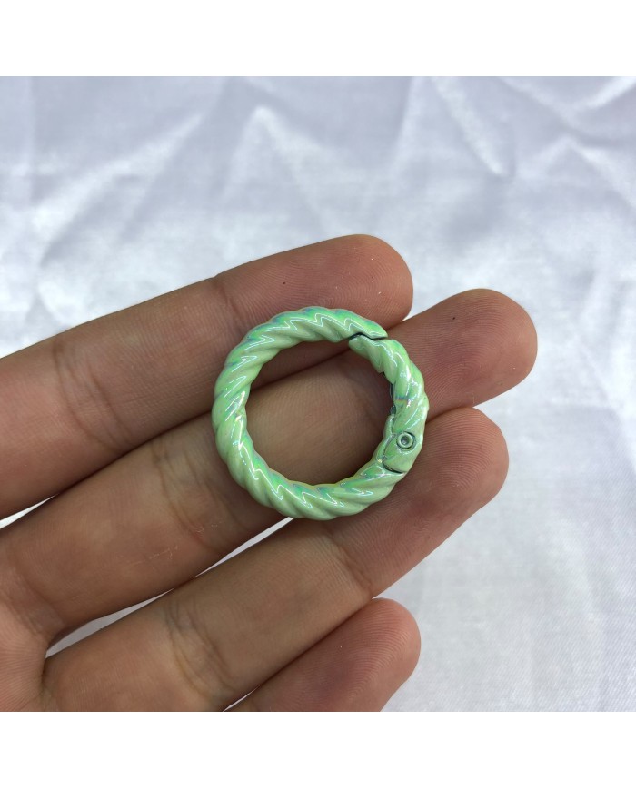 Sedef Mint Yeşili Burgu Desenli Yuvarlak Metal Papağan Klipsi 1