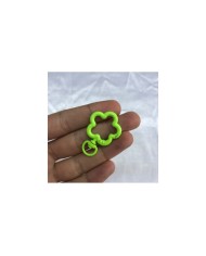 Neon Limon Yeşili Çiçek Şekilli Metal Papağan Klips Anahtarlık