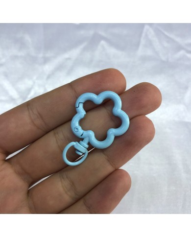Buz Mavisi Çiçek Şekilli Metal Papağan Klips Anahtarlık Aparatı