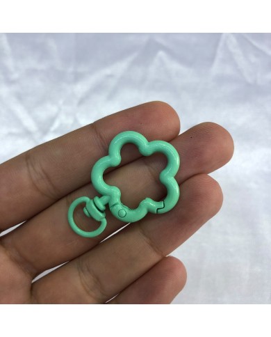Su Yeşili Çiçek Şekilli Metal Papağan Klips Anahtarlık Aparatı