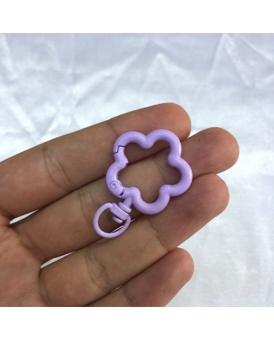Pastel Lila Çiçek Şekilli Metal Papağan Klips Anahtarlık