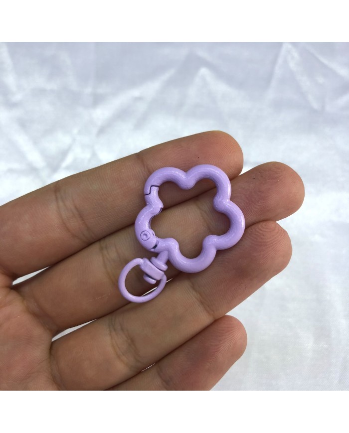 Pastel Lila Çiçek Şekilli Metal Papağan Klips Anahtarlık