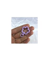 Pastel Lila Çiçek Şekilli Metal Papağan Klips Anahtarlık