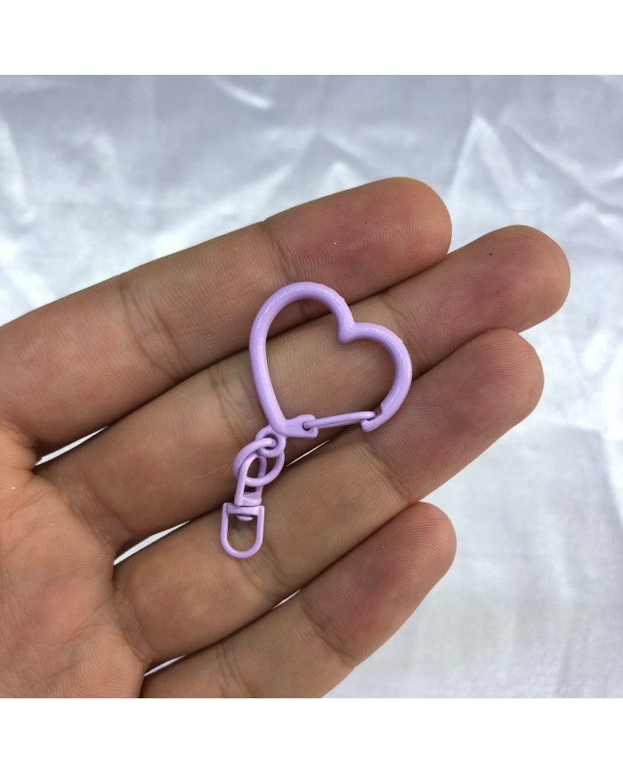 Pastel Lavanta Moru Kalp Şekilli Metal Karabina Klips