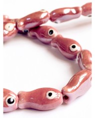 İpe Dizili Seramik Boncuk Pembe Balık 19mm - 1 Dizi