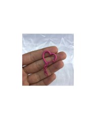 Canlı Fuşya Pembe Kalp Şekilli Metal Karabina Klips Anahtarlık