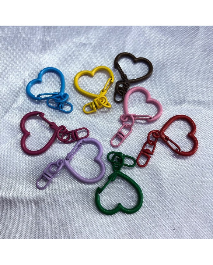 Canlı Fuşya Pembe Kalp Şekilli Metal Karabina Klips Anahtarlık