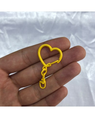 Limon Sarısı Kalp Şekilli Metal Karabina Klips Anahtarlık