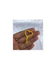 Limon Sarısı Kalp Şekilli Metal Karabina Klips Anahtarlık