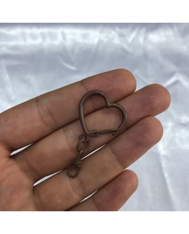 Koyu Kahverengi Kalp Şekilli Metal Karabina Klips Anahtarlık