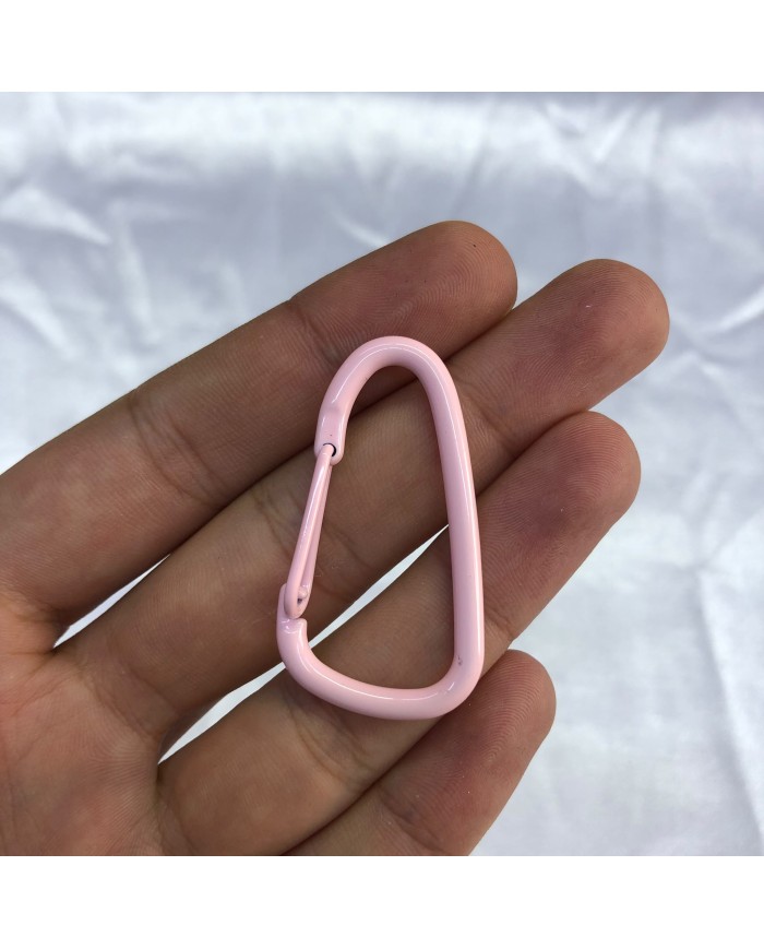 Pudra Pembe Uzun Üçgen Metal Karabina Klips 1 Adet