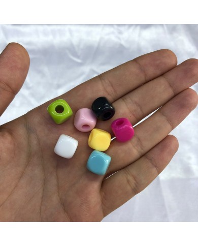 7 Renk Karışık Geniş Delikli Tombul Küp Akrilik Boncuk 500 gr