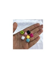 7 Renk Karışık Geniş Delikli Tombul Küp Akrilik Boncuk 500 gr