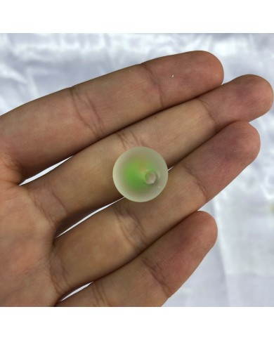 Neon Yeşil Renkli Merkezli Buzlu Şeffaf Yuvarlak Plastik Boncuk
