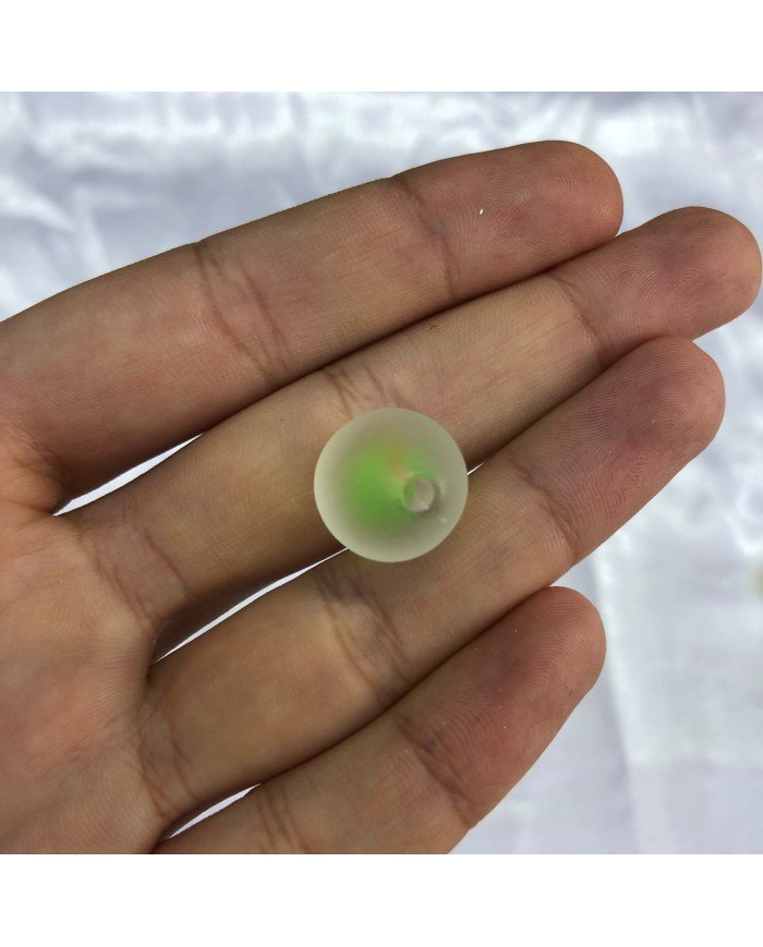 Neon Yeşil Renkli Merkezli Buzlu Şeffaf Yuvarlak Plastik Boncuk