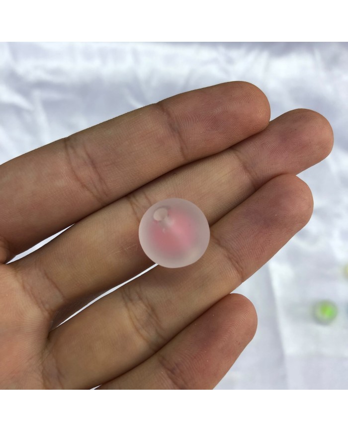 Şeker Pembesi Renkli Merkezli Buzlu Şeffaf Yuvarlak Plastik