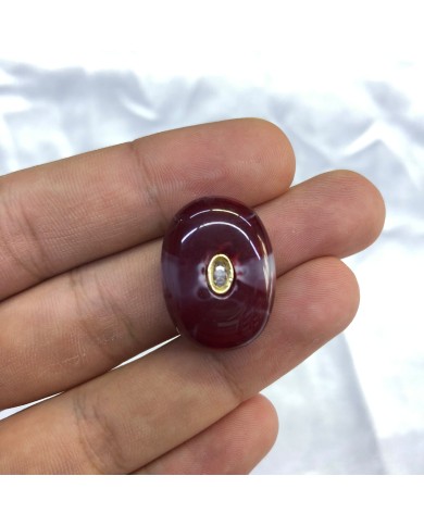 Vişne Bordosu Oval Taş Detaylı Akrilik Kolye ve Bileklik Ucu 1