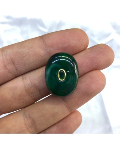 Koyu Zümrüt Yeşili Oval Taş Detaylı Akrilik Kolye ve Bileklik