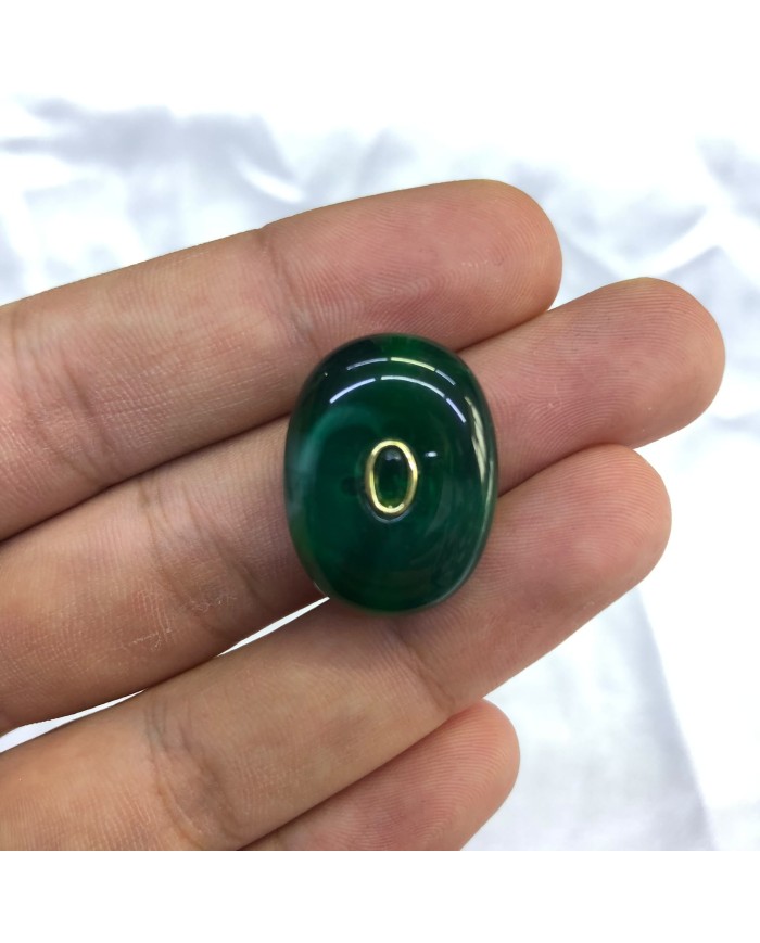 Koyu Zümrüt Yeşili Oval Taş Detaylı Akrilik Kolye ve Bileklik