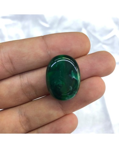 Koyu Zümrüt Yeşili Oval Taş Detaylı Akrilik Kolye ve Bileklik