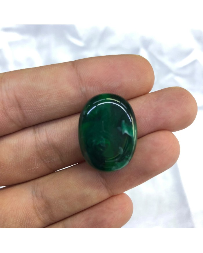 Koyu Zümrüt Yeşili Oval Taş Detaylı Akrilik Kolye ve Bileklik