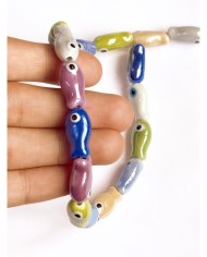 İpe Dizili Seramik Boncuk Renkli Balık 19mm - 1 Dizi