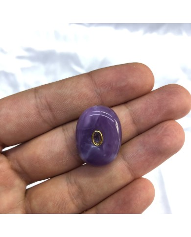 Damarlı Ametist Moru Oval Taş Detaylı Akrilik Kolye ve Bileklik