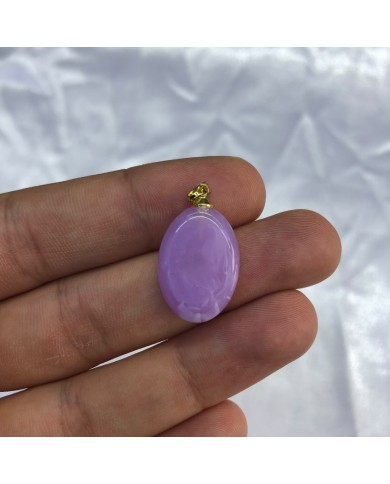 Lavanta Moru Dikdörtgen Taşlı Oval Akrilik Kolye ve Bileklik