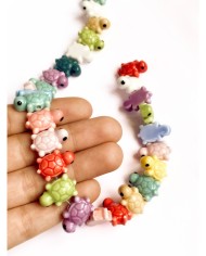 İpe Dizili Seramik Boncuk Renkli Kaplumbağa Gözlü 19mm - 1 Dizi