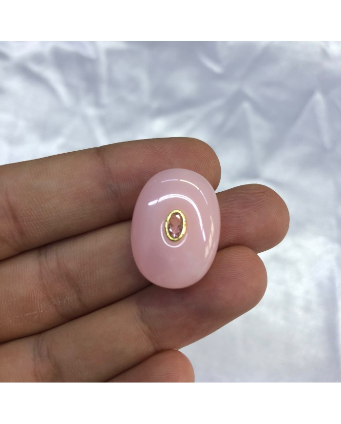 Şeker Pembesi Oval Taş Detaylı Akrilik Kolye ve Bileklik Ucu 1