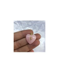 Pudra Pembe Mekik Taşlı Kalp Akrilik Kolye ve Bileklik Ucu 1