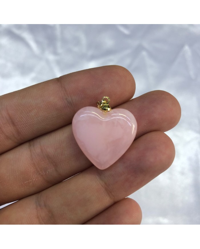 Pudra Pembe Mekik Taşlı Kalp Akrilik Kolye ve Bileklik Ucu 1