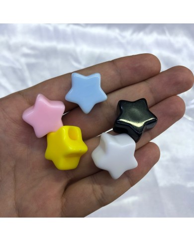 Karışık Renk Yıldız Şekilli Akrilik Boncuk 500 gr