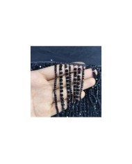 12 Cm Siyah Kesme ve Kristal Boncuklu Saçak 1 Metre