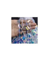 16 Cm Beyaz Şeritli Yuvarlak Hologram Pullu Saçak 1 Metre