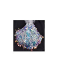 16 Cm Beyaz Şeritli Yuvarlak Hologram Pullu Saçak 1 Metre