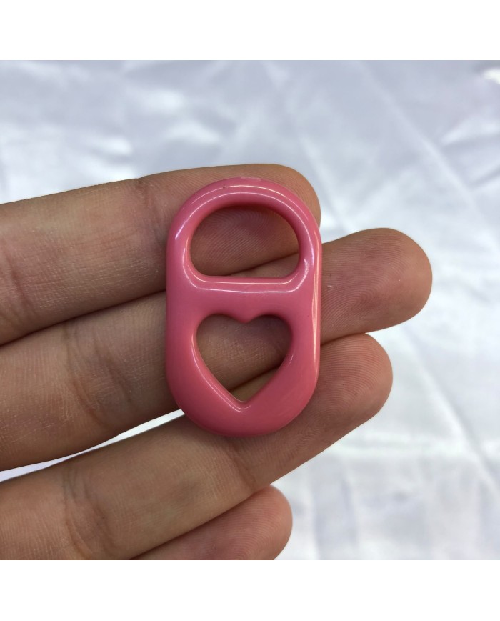 Koyu Gül Kurusu Pembe Kalp Boşluklu Büyük Açma Halkası Figürü 1