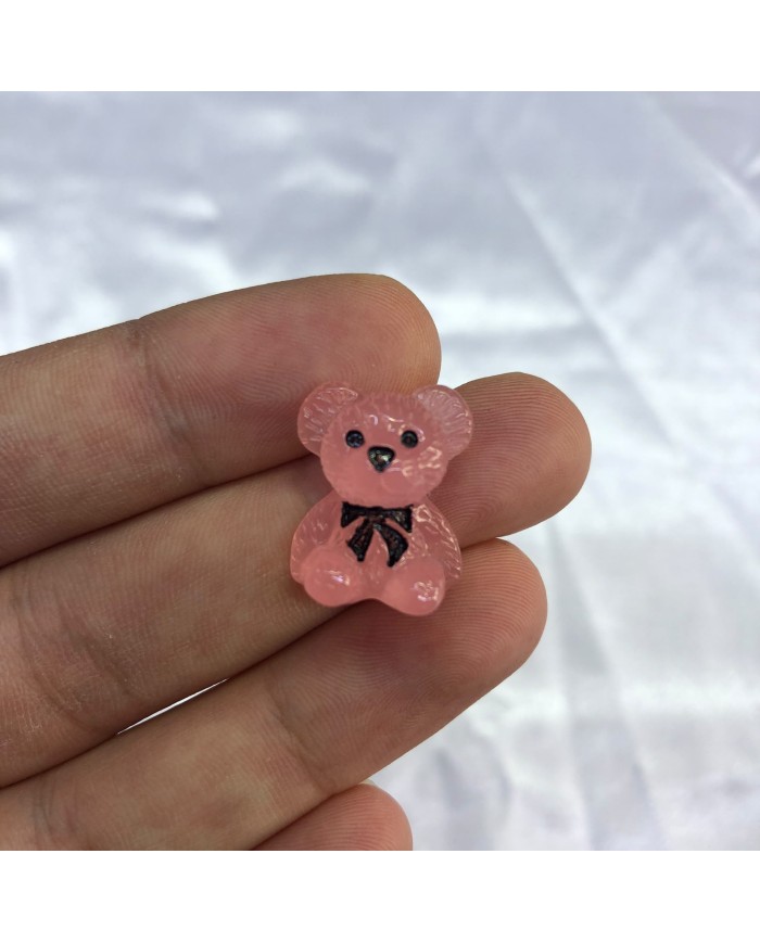 Şeffaf Gül Pembe Siyah Fiyonklu Ayıcık Figürü 1 Adet